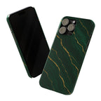 Dark Green Marble with Gold Veins Slim Phone Case