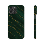 Dark Green Marble with Gold Veins Slim Phone Case