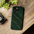 Dark Green Marble with Gold Veins Slim Phone Case