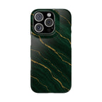Dark Green Marble with Gold Veins Slim Phone Case