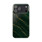 Dark Green Marble with Gold Veins Slim Phone Case