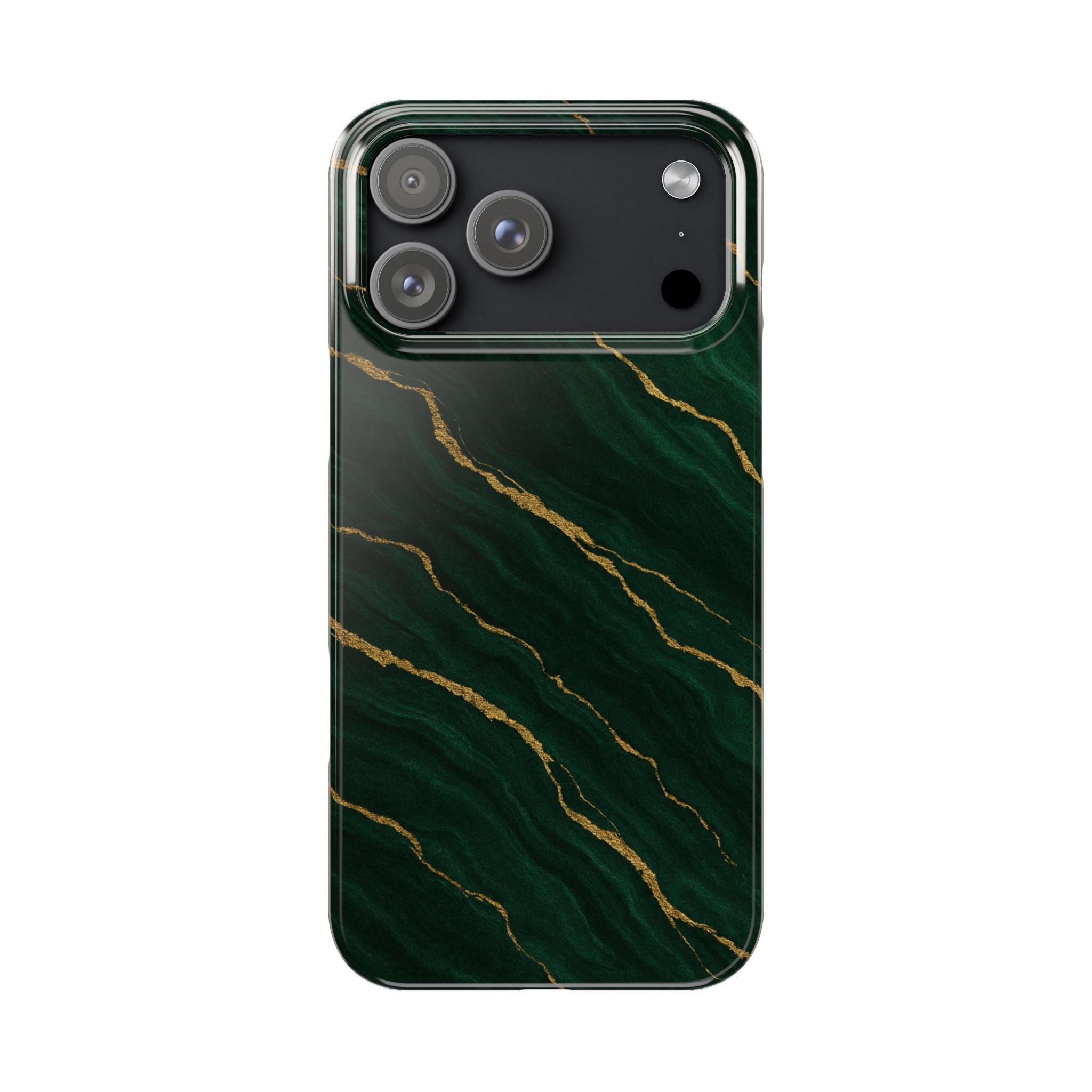 Dark Green Marble with Gold Veins Slim Phone Case