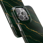 Dark Green Marble with Gold Veins Slim Phone Case