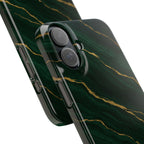 Dark Green Marble with Gold Veins Slim Phone Case