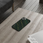 Dark Green Marble with Gold Veins Slim Phone Case