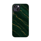 Dark Green Marble with Gold Veins Slim Phone Case