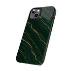 Dark Green Marble with Gold Veins Slim Phone Case