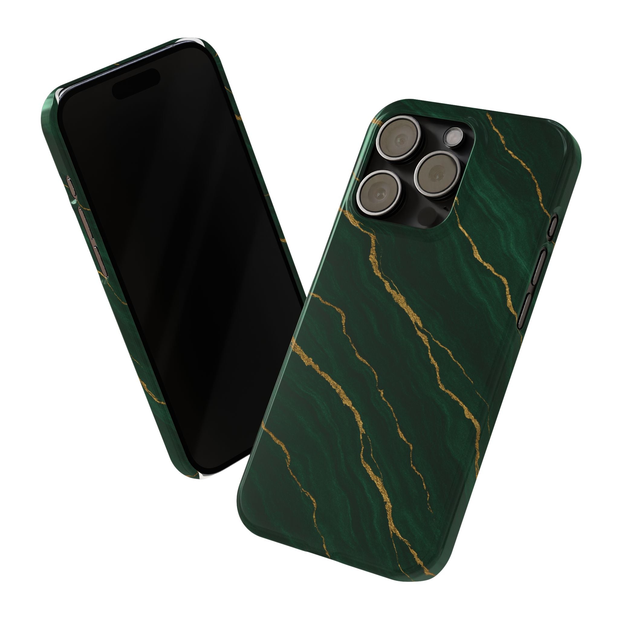Dark Green Marble with Gold Veins Slim Phone Case