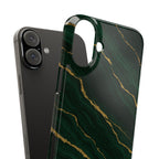 Dark Green Marble with Gold Veins Slim Phone Case