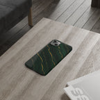 Dark Green Marble with Gold Veins Slim Phone Case